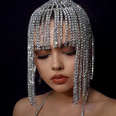 Chain Hairstyles, 1920s Hair Accessories, Look Disco, Head Chain Jewelry, Wedding Headwear, Chain Headband, 1920s Hair, Headband Hat, Hair Chain