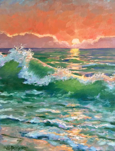 Beach Shoreline, Beach Sunset Painting, Sunset Painting, Beach Painting, Art Inspiration Painting, Painting Art Projects, Seascape Paintings, Oil Painting Landscape, Beach Art