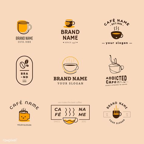 Coffee shop badge logo vector set | premium image by rawpixel.com / Techi #vector #vectoart #digitalpainting #digitalartist #garphicdesign #sketch #digitaldrawing #doodle #illustrator #digitalillustration #modernart #logo Cafe Names Ideas Logo, Cafe Names Ideas, Logo Coffee Shop, Coffee Shop Names, Coffee Names, Desain Merek, Logo Design Coffee, Makanan Aesthetic, Coffee Shop Logo Design