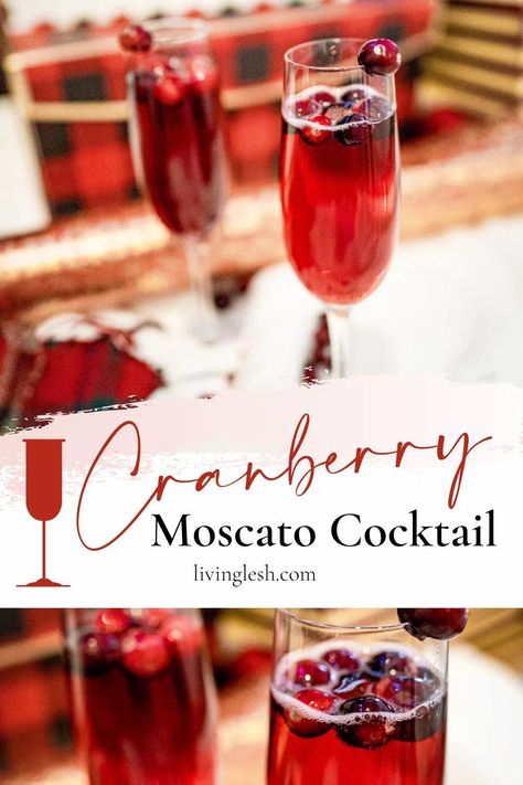 Cranberry Moscato Cocktail | LivingLesh.com @livinglesh #holiday #cocktail #moscato #christmas Moscato Cranberry Punch, Cocktail With Moscato, Moscato Christmas Drinks, Moscato Cocktails, Moscato Drinks, Moscato Punch, Rose Drink, Unsweetened Cranberry Juice, Christmas Cocktails Easy