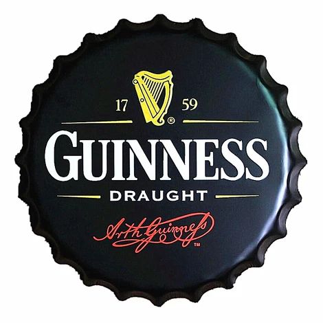 Guinness Draught Decorative Vintage Metal Bottle Cap Tin Sign 15.75" D – ManCave Texas Beer, Guinness Draught, Guinness Beer, Cap Display, Beer Bottle Caps, Beer Bottle Cap, Irish Roots, Metal Bottle, Beer Caps