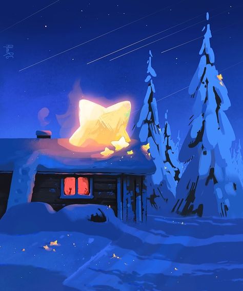 Cottage Illustration, Night Illustration, Really Cool Drawings, Landscape Concept, Book Design Layout, Inspirational Artwork, Cartoon Background, Digital Painting Tutorials, Landscape Drawings