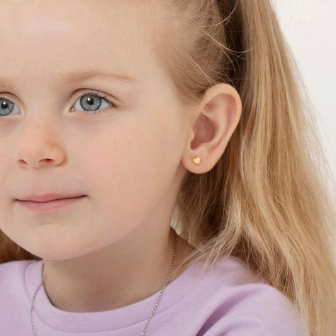 Starter Earrings, Toddler Earrings, Kids Gold Jewelry, Gold Earrings For Kids, Dazzling Earrings, Hearts Girl, Thread Earrings, Kids Earrings, Kids Necklace