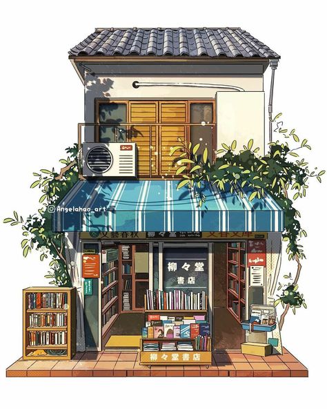 The Most Charming Facades Created Digitally By Artist Angela Hao Angela Hao, Japanese Buildings, Casa Country, Building Drawing, Watercolor Architecture, Building Illustration, Isometric Art, Architecture Drawing Art, House Illustration