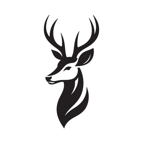 Vector hand drawn deer silhouette vector... | Premium Vector #Freepik #vector Deer Design Logo, Deer Symbol, Deer Vector Illustration, Sca Scrolls, Deer Icon, Deer Outline, Father's Day Drawing, Geometric Tattoo Leg, Elk Silhouette