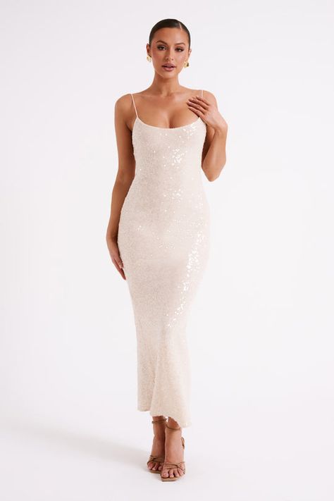 Shop Party Dresses Online Page 2- MESHKI Sequin Sheer Dress, White Sequins Dress, Snoball Dresses, Bachelorette Party Dress For Bride, Sparkly Reception Dress, Cream Formal Dress, Sparkly White Dress, White Sparkle Dress, White Engagement Dress