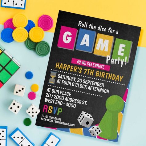 Board Game Night Invitation, Board Game Birthday Party Invitations, Board Game Theme Birthday Party, Board Game Birthday Party Decorations, Board Game Party Theme Decor, Game Night Theme Party For Adults, Board Game Theme Party Decorations, Board Game Party Theme, Board Game Birthday Party