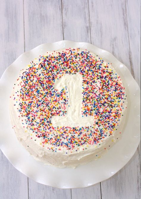 Vanilla Bean Frosting, Cake Frosting Recipe, Sprinkle Cake, 1st Birthday Cake, Cupcake Cake, 200 Calories, Cake Frosting, First Birthday Cakes, Birthday Cake Kids