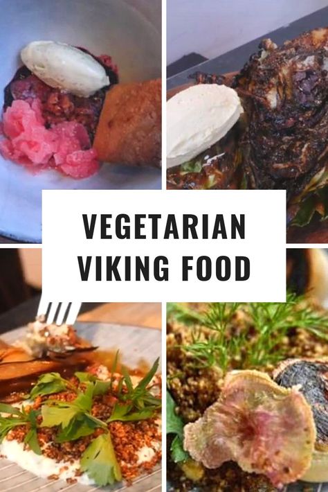 Chomp chomp chomping on vegetarian viking food prepared using ancient Viking techniques, by a Viking chef himself, Jonas Lorentzen of MATR.    #vikingcooking #vikingchef #vikingfood #vegetarianviking #vegetarianfood #healthyfood #eatlikeaviking Viking Feast Food, Viking Food Traditional, Viking Desserts, Tavern Food Medieval, Viking Food Recipes, Viking Meals, Midevil Recipes, Viking Dinner, Fantasy Pub