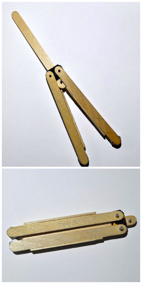 Popsicle Stick Butterfly Knife #woodworking Popsicle Stick Butterfly, Knife Tricks, Butterfly Knives, Awesome Woodworking Ideas, Hanging Craft Ideas, Butterfly Knife, Pretty Knives, Hanging Craft, Instruções Origami