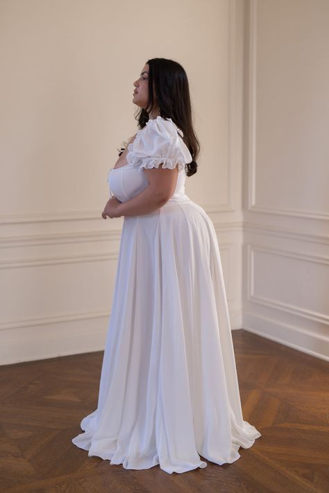 The Ivory Silk Garden Party Gown Pretty Plus Size Dresses, Wedding Dress While Pregnant, Plus Size Wedding Dresses High Neck, Vintage Ivory Wedding Dress, Size 16 Bride, Garden Theme Wedding Dress, Plus Size Courthouse Wedding Dress, Non White Wedding Dress Colour, Lana Del Rey Wedding Dress