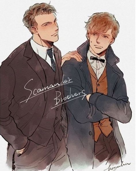 Scamander Brothers Fanart, Fantastic Beasts Fanart Newt, Newt And Theseus Scamander Fanart, Theseus Scamander Fanart, Newt And Theseus Scamander, Newt Scamander Fanart, Newt Scamander Fan Art, Scamander Brothers, Newt Fantastic Beasts