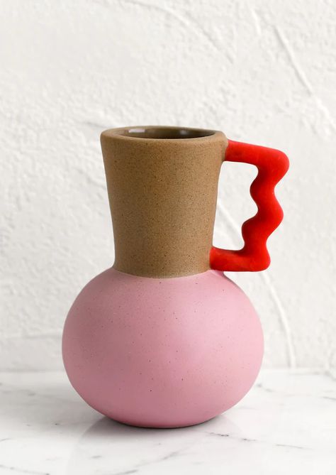 Vases & Planters Vase Aesthetic Design, Funky Pottery, Memphis Milano Design, Funky Vases, Quirky Vases, Retro Vase, Ceramic Bud Vase, Colorful Pottery, Handmade Ceramic Vase