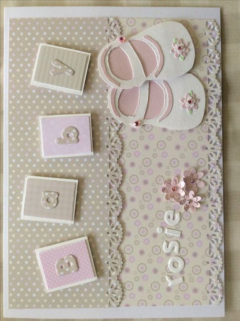 New Baby Girl Cards Handmade, Diy Baby Shower Cards Girl, Stampin Up Baby Girl Cards, Baby Girl Card Ideas, Handmade Baby Cards Ideas, Baby Girl Cards Handmade, Baby Shower Card Ideas, Baby Cards Handmade Girl, New Baby Girl Cards