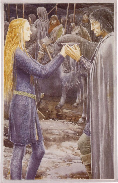 The Lord of the Rings - Alan Lee Art - Aragorn & Eowyn Alan Lee Art, Middle Earth Books, Lord Of Rings, Alan Lee, John Howe, Tolkien Books, Middle Earth Art, Tolkien Art, Lotr Art