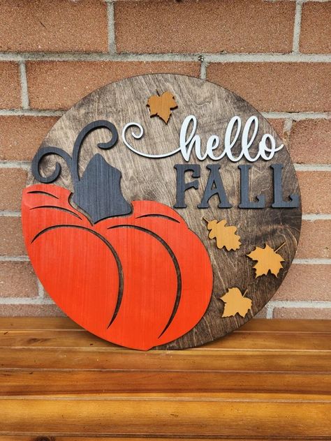 Fall – The Shop With No Name Pumpkin Door Sign, Pumpkin Door, Colors Of Fall, Wooden Train, Fall Door, Welcome Fall, Craft Design, Falling Leaves, Small Wood Projects