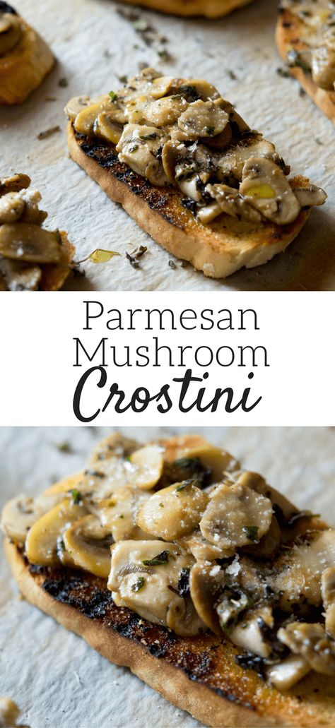 Parmesan Mushroom Crostini Mushroom Crostini Recipes, Mushroom Crostini, Italian Appetizers Easy, Simple Appetizers, Recipes With Parmesan Cheese, Italian Appetizer, Crostini Recipe, Crostini Appetizers, She Cooks