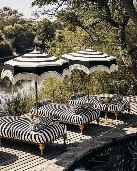 Reverse Orientalism, Pool Lounges, Watering Hole, Patio Garden Design, Outdoor Decor Backyard, The Bush, Beach Gardens, Garden Pool, Patio Umbrellas