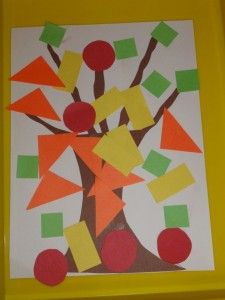 Shapes tree craft Fall Shapes, Shapes Craft, Adaptive Art, Fall Themes, Preschool Fall, Geometric Trees, Fall Classroom, Fall Preschool Activities, Tree Study