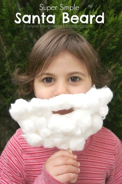 Toddlers and preschoolers will love this simple Christmas Santa Beard craft. Using a paper plate and cotton balls, your child will have a quick Santa mask. #christmas #art #preschool Christmas Crafts For Toddlers, Santa Beard, Preschool Christmas Crafts, Christmas Kindergarten, Classroom Gifts, Christmas School, Preschool Christmas, Easy Christmas Crafts, Toddler Christmas