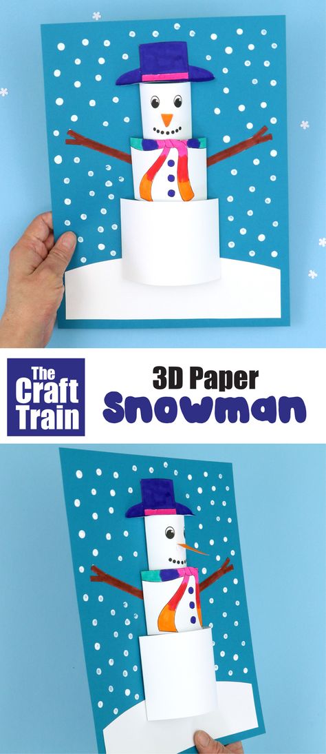 Printable Winter Crafts For Kids, 3d Snowman Craft, Paper Snowman Craft, Boxes Craft, Paper Snowman, Easy Winter Crafts, Winter Art Lesson, Snowman Craft, Winter Art Projects