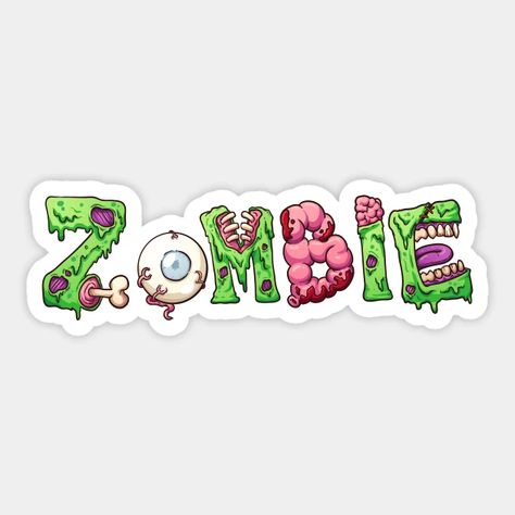 Zombie - Zombie - Sticker | TeePublic Zombie Stickers, Zombie Style, Zombie Wallpaper, Horror Merch, Horror Fanatic, Donkey Kong Country, Cute Puns, Embrace The Chaos, Cellphone Wallpaper Backgrounds