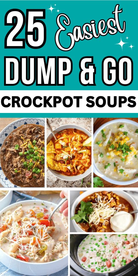 Dump And Go Crockpot Chicken Noodle Soup, Easy Dump And Go Crockpot Soups, Two Quart Crockpot Recipes, Dump And Go Soups, Fast Crockpot Soup, Quick And Easy Crockpot Soups, Crockpot Recipes For Cold Days, Crock Pot Easy Soup, Easy Soup Recipes Few Ingredients Crock Pot