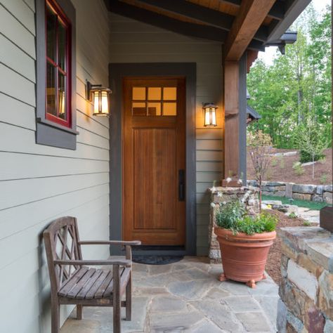 Black Mountain Rustic Modern Farmhouse Cabin Exterior Colors, Craftsman Cabin, Craftsman Bungalow Exterior, Craftsman Home Exterior, Rustic Craftsman, Craftsman Interior, Craftsman Cottage, Rustic Modern Farmhouse, Rustic Exterior