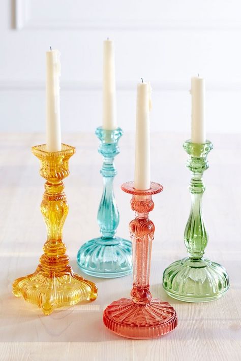 Sophie Conran, Conran Shop, Colored Glassware, Glass Candlesticks, Wedding Mood, Glass Candle Holders, Jewel Tones, Glass Candle, Candlestick Holders