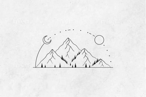 4 Mountain Tattoo, Alps Tattoo Simple, Mountain Line Art Simple, Basic Mountain Tattoo, Mountains Line Tattoo, Minimal Tattoo Mountain, Fine Line Mountain Range Tattoo, Mountain Tattoo Linework, Landscape Line Tattoo