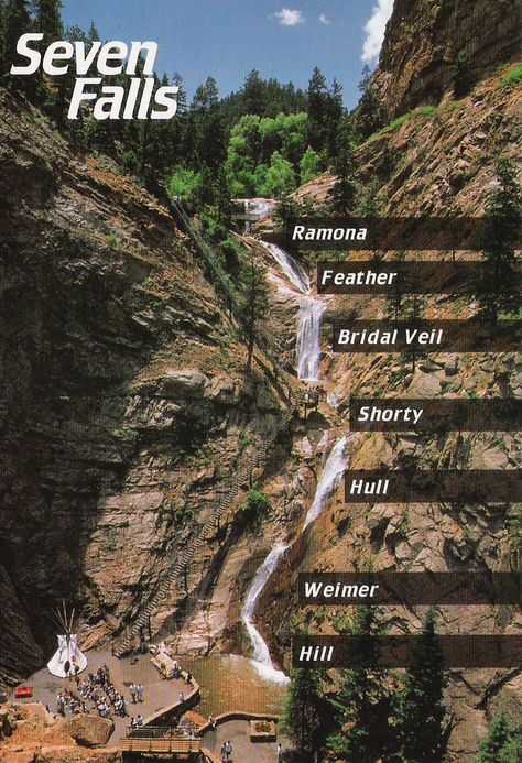 Beautiful Seven Fall Seven is a series of seven cascading waterfalls of South Cheyenne Creek in South Cheyenne Canyon, Colorado; and the name of the larger visitor attraction. About ten minutes (west) from downtown Colorado Springs. Seven Falls has been called the 'Grandest Mile of Scenery in Colorado. -Wikipedia Seven Falls Colorado Springs, Denver Vacation, Seven Falls, Things To Do In Colorado, Road Trip To Colorado, Explore Colorado, Colorado Trip, Colorado Adventures, Colorado Vacation