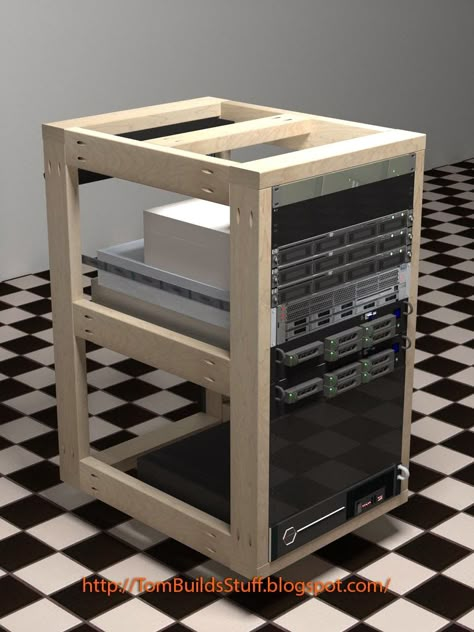 DIY tips and tricks for home improvement plus free woodworking plans for furniture, closet organizers and more. Diy Server Cabinet, Home Network Rack, Network Closet, Home Server Rack, Multimedia Storage, Pc Cabinet, Closet Wood, Furniture Build, Network Rack