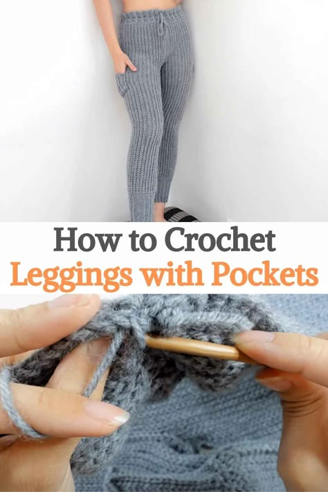 Crochet Leggings Pattern, Crochet Leggings Free Pattern, Free Crochet Pants Pattern, Easy Crochet Clothes Patterns Free, Crochet Pants Pattern Free, Crochet Stretches, Crochet Leggings, Crochet Pockets, Crochet Pants Pattern