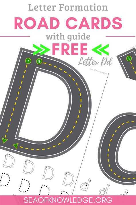 Letter Formation Alphabet Road Task Cards - Sea of Knowledge Letter Formation Activities, Multisensory Phonics, Task Cards Free, Printing Practice, Letter Identification, Alphabet Matching, Handwriting Worksheets, Letter Formation, Free Lettering