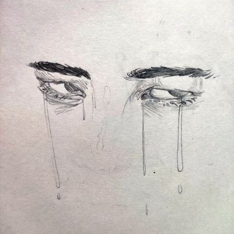 Tears In Eyes Reference, Draw Tears Eye, Tears Sketch Tutorial, Tears Reference Realistic, Dry Eyes Drawing, Teary Eye Sketch, Tear Falling Drawing, Tear Art Reference, Tears Tutorial Drawing