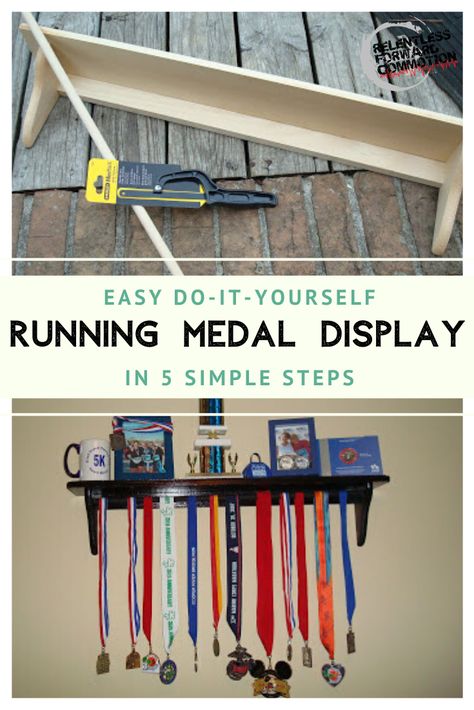 Display For Medals And Ribbons, Medal Display Ideas Diy Wood, Trophy And Medal Display Ideas Diy, Diy Running Medal Display, Trophy And Medal Display Ideas Shelves, Ribbon And Medal Display Ideas, Sports Medal Display Ideas Diy, Race Medal Display Ideas, How To Display Medals