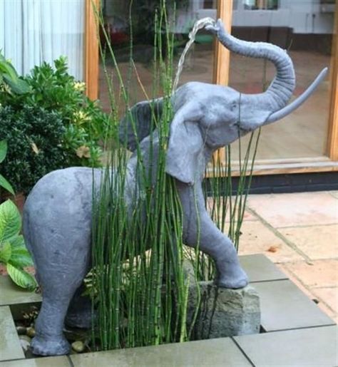 Elephant Fountain, Tiered Fountain, Elephant Stuff, England Garden, New England Garden, Elephant Home Decor, Fountain Design, Garden Water, Garden Fountain