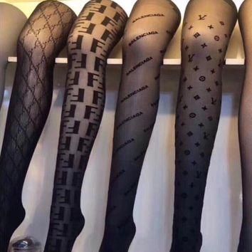 Net Socks, Designer Tights, Fendi Fashion, Silk Socks, Pantyhose Heels, Louis Vuitton Fashion, Fishing Net, Lingerie Outfits, Long Socks