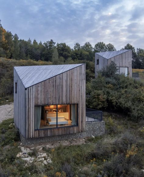 House On Hill, Stone Cabin, Cabin Inspiration, Vacation Cottage, Sauna Design, Tiny Cabins, Wooden Houses, Tiny Cabin, Timber House