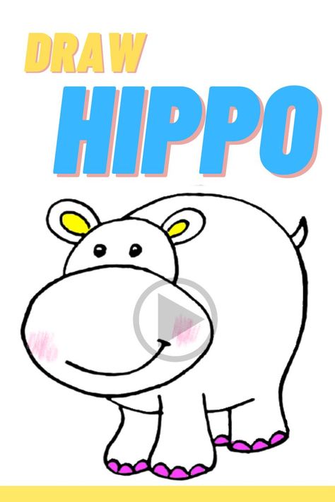 How To Draw a hippo easy _ easy drawing for kids step by step..................#howtodraw #drawingforkids #drawingforbeginners #drawsforkids #CuteDraws #howtodraw #coloringpages #drawingforkids #drawing #coloring #draweasy #drawhippo #drawinghippo #coloring How To Draw A Hippo Easy, How To Draw Hippopotamus, Hippo Drawing Simple, Cute Hippo Drawing, Hippo Drawing, Cartoon Hippo, Cute Hippo, How To Draw Steps, Easy Drawings For Kids