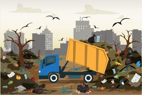 Soil pollution with toxic waste chemicals garbage and plastic vector illustration Soil Pollution Poster, Garbage Illustration, Poster On Pollution, Pollution Illustration, Water Pollution Poster, Garbage Pollution, Garbage In Garbage Out, Soil Pollution, Soil Contamination