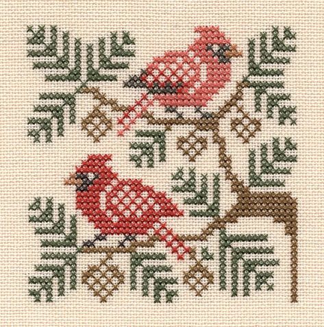 Prairie Schooler, Cross Stitch Tutorial, Winter Cross Stitch, Cross Stitch Bird, Vintage Cross Stitches, Cross Stitch Samplers, Cross Stitch Animals, Stitching Art, A Cross