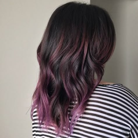 if you change your mind about colors i do think this kind of pink would look brilliant on you !!! Dark Ombre Hair, Purple Highlights, Dark Brown Hair Color, Hair Color Purple, Balayage Brunette, Ombre Hair Color, Hair Color And Cut, Dye My Hair, Blonde Ombre