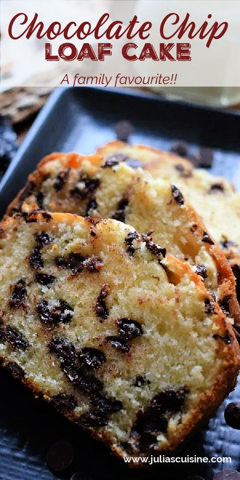 Chocolate Chip Loaf Cake Chocolate Chip Loaf Cake, Chocolate Chip Loaf, Chocolate Chip Bread Recipe, Chocolate Chip Pound Cake, Loaf Pan Cake, Snacking Cake, Brunch Cake, Chocolate Chip Bread, Chocolate Chip Cake