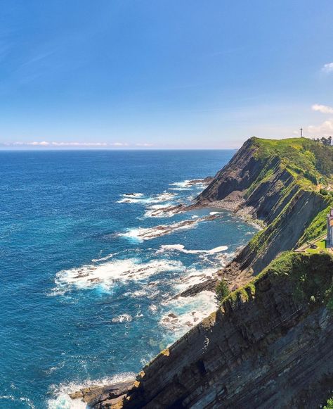 Aerial panorama of a church on cliffs in Ribadesella, Asturias, Spain Asturias Spain, Spain, Travel, Quick Saves