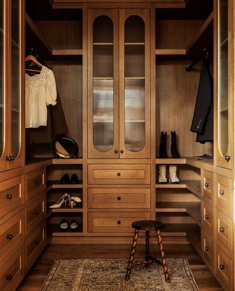 Wooden Closet, Light And Dwell, Closet Design Layout, Walk In Robe, Closet Cabinets, Dressing Rooms, Home Design Inspiration, Walk In Closets, Primary Bedroom