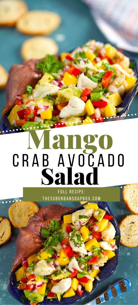 Crab Mango Avocado Salad, Crab Mango Salad, Crab And Avocado Salad, Crab Avocado Salad, Lump Crab Meat Recipes, Miso Dressing Recipe, Lush Desserts, Crab Avocado, Crab Sandwich