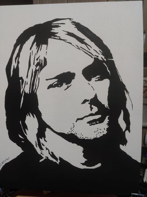 Kurt Cobain Drawing Sketch, Kurt Cobain Fanart, Kurt Cobain Drawing, Nirvana Kurt Cobain, Nirvana Kurt, Sketches Easy, Stencil Art, Drawing Sketch, Kurt Cobain