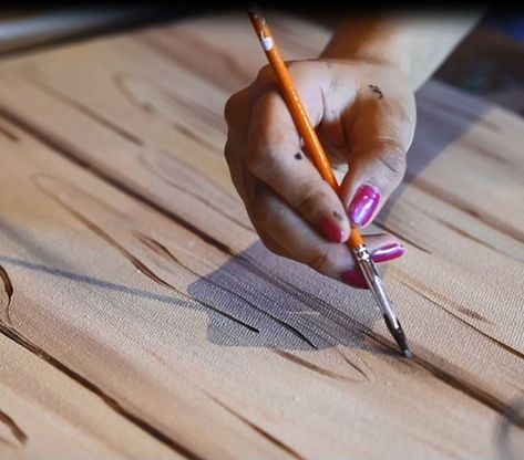 How to Make Acrylic Paint Look Like Woodgrain (Video Blog) Faux Wood Painting Technique, Faux Wood Painting, Wood Painting Techniques, Faux Wood Paint, Painted Wood Texture, Wood Plank Art, Painted Wood Walls, Painting Wood, Video Blog