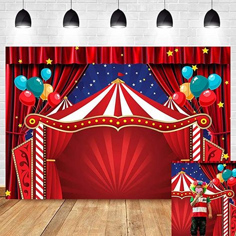 Baby Birthday Balloon, Carnival Themed Birthday Party, Party Photo Background, Big Top Circus, Carnival Birthday Party Theme, Carnival Decorations, Circus Theme Party, Baby Shower Photography, Circus Tent